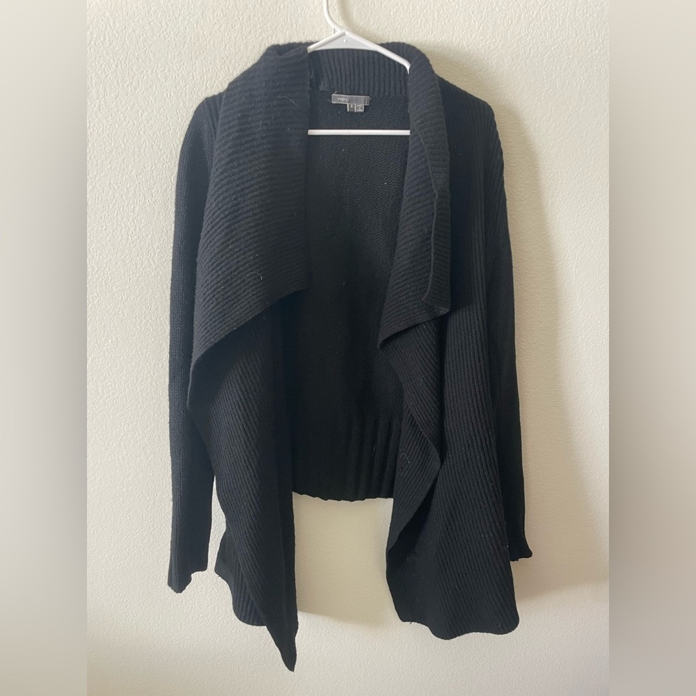 Vince Black Open Front wool and yak Cardigan
